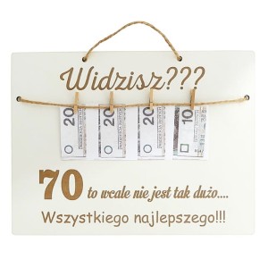 Tablica z pieniędzmi  - 70 urodziny