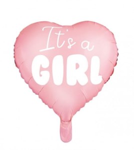 Balon foliowy Serce - girl, 45cm, j. róż