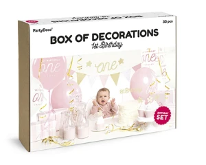 Zestaw dekoracji - 1st Birthday, złoty