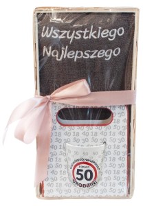 Zestaw GIFT - Kubek + Ręcznik 50 urodziny (szary)