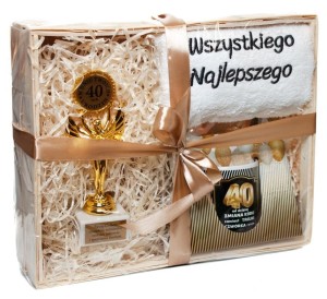 Zestaw GIFT - Ręcznik + Statuetka 40 (biały)