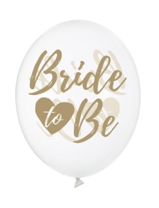Balony 30cm, Bride to be, Crystal Clear złoty