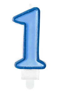 Świeczka Cyferka 1, niebieski, 7cm