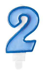Świeczka Cyferka 2, niebieski, 7cm