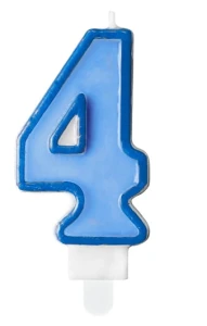 Świeczka Cyferka 4, niebieski, 7cm