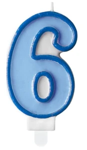 Świeczka Cyferka 6, niebieski, 7cm