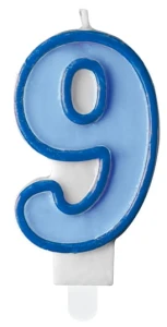 Świeczka Cyferka 9, niebieski, 7cm