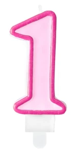 Świeczka Cyferka 1, różowy, 7cm