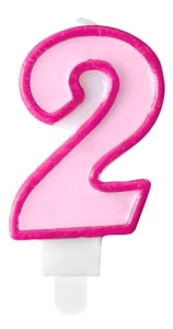 Świeczka Cyferka 2, różowy, 7cm