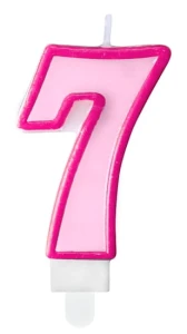 Świeczka Cyferka 7, różowy, 7cm