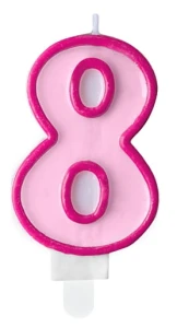 Świeczka Cyferka 8, różowy, 7cm