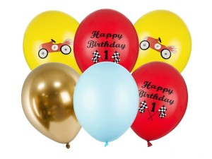 6 SZTUK! Balony 30cm, Happy Birthday, mix