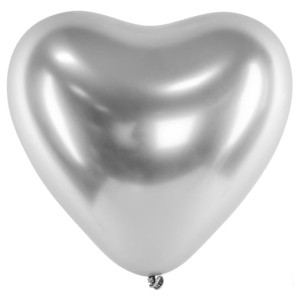 Balony Glossy 30cm, Serca, srebrny 50szt