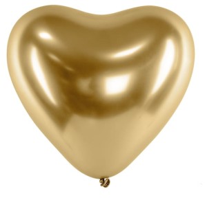Balony Glossy 30cm, Serca, złoty 50szt
