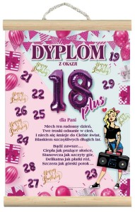Dyplom z listewkami - z okazji 18+ ona