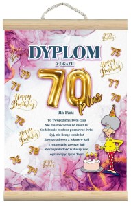 Dyplom z listewkami - z okazji 70+ dla Pani