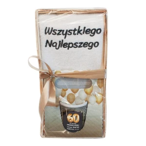 Zestaw GIFT - Kubek + Ręcznik 60 urodziny (biały)