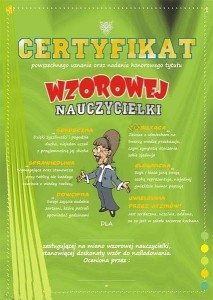 Certyfikat wzorowej Nauczycielki