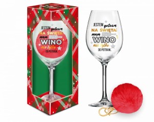 Kieliszek do wina 700 ml z pomponem - jestem