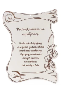 Dyplom Drewniany Podziękowanie za współpracę