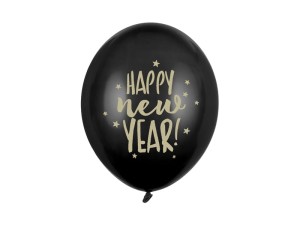 Balony 30cm , HAPPY new YEAR, pastel black