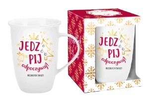 Kubek matowy 430 ml - Jedz, pij, odpoczywaj