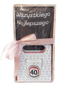 Zestaw GIFT - Kubek + Ręcznik 40 urodziny (szary)