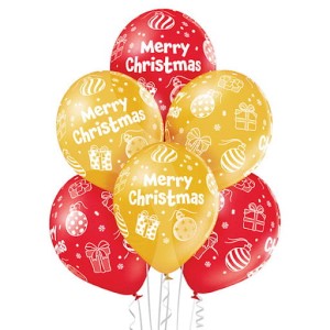 Balony 30cm, Merry Christmas, Metallic Mix