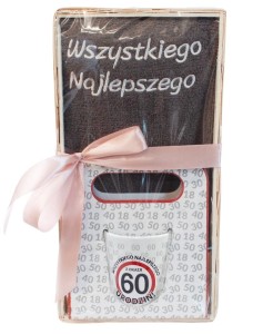 Zestaw GIFT - Kubek + Ręcznik 60 urodziny (szary)