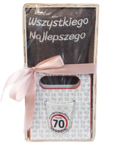 Zestaw GIFT - Kubek + Ręcznik 70 urodziny (szary)