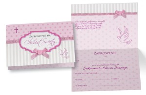 Zaproszenie ZZ-040 - Chrzest Św. różowe