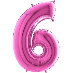 Balon Foliowy Cyfra 6  Róż 26"