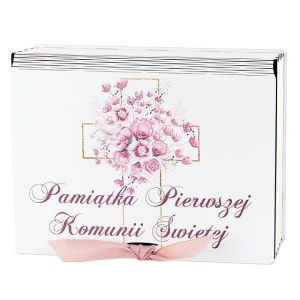 Pudełko Pamiątka I Komuni - Rożowe Kwiaty