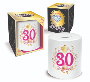 Skarbonka walec - 30 Urodziny (Różowa)