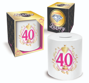 Skarbonka walec - 40 Urodziny (Różowa)