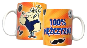 Kubek w Opakowaniu - 100% Mężczyzna - Pomarańcz.
