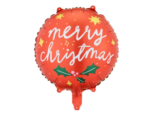 Balon Foliowy Merry Christmas - 45 cm - Okrągły