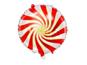 Balon foliowy Cukierek  35cm  czerwony złoty biały