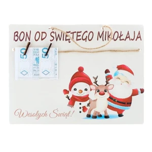 Tablica z pieniędzmi - Bon od Św. Mikołaja Bałwan