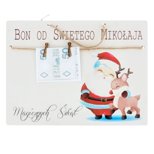 Tablica z pieniędzmi - Bon od Św. Mikołaja Renifer