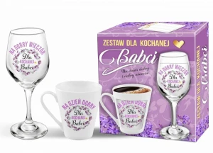 Zestaw Kieliszek  Kubek - Na dzień dobry i wieczór