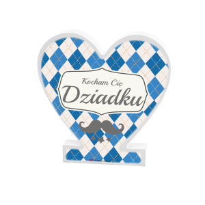 Tabliczka Serce - Kocham Cię Dziadku (kratka)