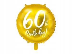 Balon foliowy 60th, złoty, 45cm