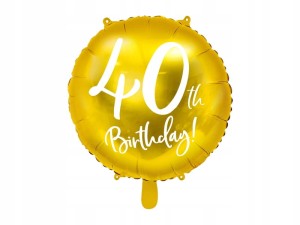 Balon foliowy 40th Birthday, złoty,45cm