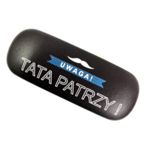 Etui na okulary - Tata patrzy ( uwaga-niebieska)