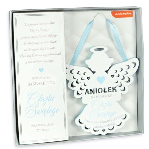 Zawieszka aniołek ZOP-005 - Chrzest św.(niebieska)