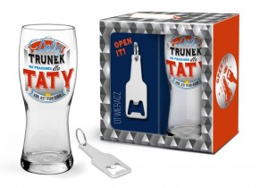 Szklanka + otwieracz - Dobry trunek dla Taty