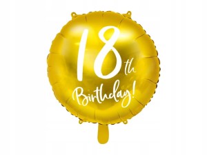 Balon foliowy 18th Birthday, złoty,45cm
