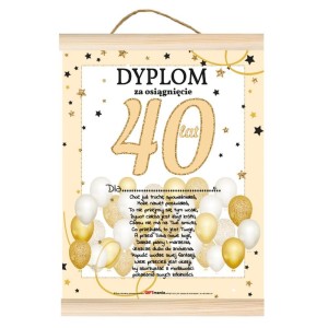 Dyplom GIFT - 40 Urodziny Złoty