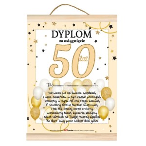 Dyplom GIFT - 50 Urodziny Złoty